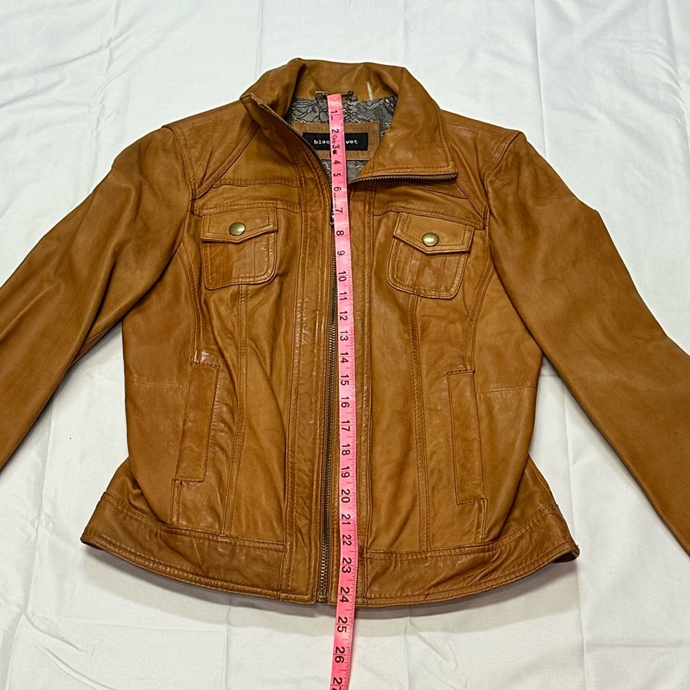 Black Rivet Cognac Tailored Leather Jacket | Pockets | Collar Ladies Size M NWT - Picture 7 of 15